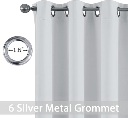 Yakamok Blackout Curtains Greyish White Room Darkening Thermal Insulated with Grommet Top Window Drapes for Living Room,42W x 84L,2 Panels