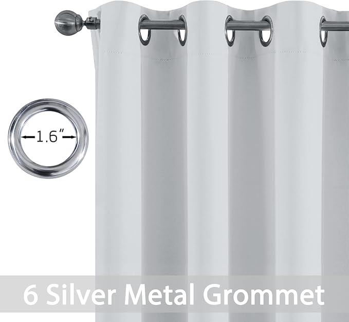 Yakamok Room Darking Curtains for Bedroom, Light Blocking Drapes Room Darkening Thermal Insulated Solid Grommet Panels for Living Room(38Wx45L, Greyish White, 2 Panels)