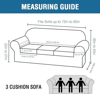 H.VERSAILTEX Modern Velvet Plush 4 Piece High Stretch Sofa Slipcover Sofa Cover Furniture Protector Form Fit Luxury Thick Velvet Sofa Cover for 3 Cushion Couch Width Up to 90 Inch (Sofa,Peacock Blue)