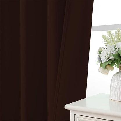 CUCRAF Blackout Curtains 72 inch Length 2 Panels Set, Rod Pocket Room Darkening Drapes for Bedroom Living Room, Insulated Thermal Light Blocking Window Curtain (W52 x L72 Inch, Chocolate)