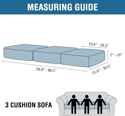 H.VERSAILTEX Velvet Stretch Couch Cushion Cover Plush Cushion Slipcover for Chair Loveseat Sofa Cushion Furniture Protector Seat Cushion Sofa Cover (3 Piece Sofa Cushion Covers, Grey)