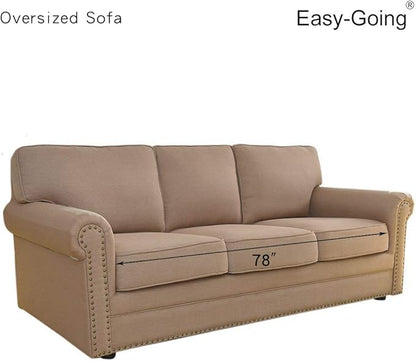 Easy-Going Stretch Oversized Sofa Slipcover 1-Piece Sofa Cover Furniture Protector Couch Soft with Elastic Bottom for Kids, Polyester Spandex Jacquard Fabric Small Checks Wine
