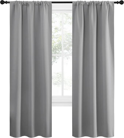 NICETOWN Sidelight Curtains for Front Door - Home Decoration Thermal Insulated Rod Pocket Blackout Blinds & Drapes for Small Windows (Silver Grey, 2 Panels, W34 x L72 -Inch)