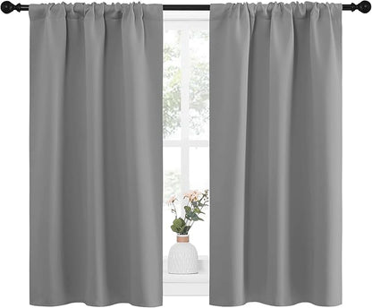 NICETOWN RV Blackout Curtains for Camper Windows, Short Room Darkening Drapes for Kitchen, Home Decoration Thermal Insulated Blackout Blinds for Small Windows (Silver Grey, 2 Panels, W29 x L40)
