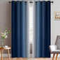Yakamok Blue Ombre Curtains Room Darkening Grommet Curtains for Bedroom, Light Blocking Thermal Insulated Window Drapes for Living Room(2 Panels, 52x90 Inch)