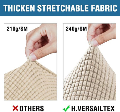 H.VERSAILTEX 3 Piece Stretch Sofa Covers for 2 Cushion Loveseat Couch Covers for Living Room Sofa Slipcovers (Base Cover Plus 2 Seat Cushion Covers) Thicker Jacquard Fabric(Medium Sofa, Natural)