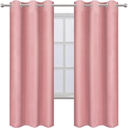 LEMOMO Pink Thermal Blackout Curtains/42 x 72 Inch/Set of 2 Panels Room Darkening Curtains for Bedroom