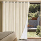 H.VERSAILTEX Linen Blackout Curtains Durable Thick Textured Linen Look 100% Blackout Patio Door Curtain Anti Rust Grommet Extra Wide Sliding Door Curtain Panel, Bleached Sand, W100 x L96 inch