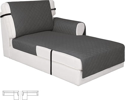 Easy-Going Reversible Chaise Lounge Couch Cover Water Resistant Sofa Cover Sectional L Shaped Sofa Slipcover with Adjustable Straps Furniture Protector for Dogs (115X34 in, Dark Gray/Dark Gray)
