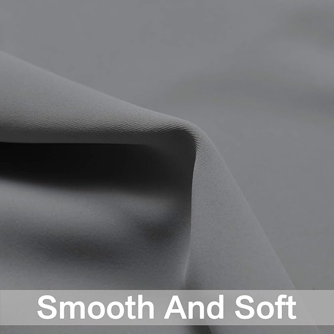 Yakamok Room Darkening Gray Blackout Curtains Thermal Insulated Grommet Curtain Panels for Bedroom, 38W x 72L, Grey, 2 Panels