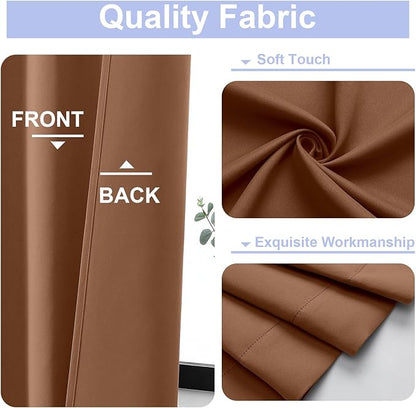 Simplebrand Ava Sun Baked Blackout Curtains for Bedroom 84 Inch Length 2 Panels Set, Solid Thermal Insulated Privacy Living Room Window Treatment Curtains Blackout Drapes, W50 x L84 Inch, Sun Baked