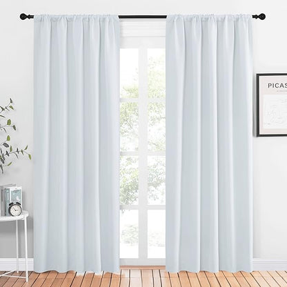 NICETOWN Blackout Curtain Panels for Living Room, Greyish White, 2 Panels, W52 inches x L84 inches, Energy Efficient & Noise Reducing Thermal Insulated Rod Pocket Blackout Drapes/Draperies for Window