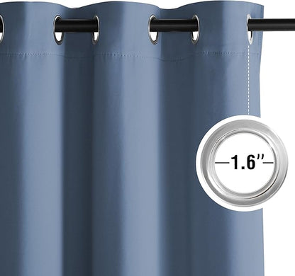 NICETOWN Blackout Curtains Grommet 2 Panels 72 Inches Long, Stone Blue