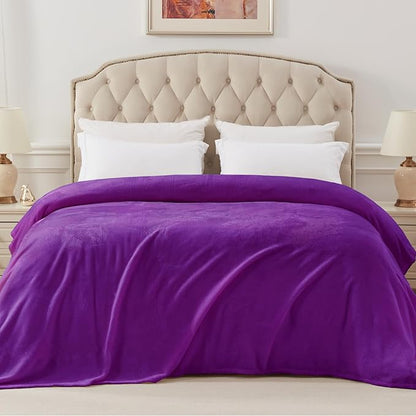 Exclusivo Mezcla Fleece Blanket Twin Size for Bed, Super Soft and Warm, All Season, Cozy, Plush, Lightweight, 60x80 Inches Purple