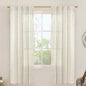 LAMIT Light Filtering Linen Curtains 72 inches Long for Bedroom, Linen Textured Semi Sheer Back Tab and Rod Pocket Natural Boho Drapes for Living Room, Natural, 2 Panels, 34 x 72 Inch
