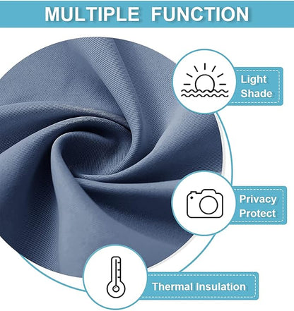 RYB HOME Short Blackout Curtains for Bedroom, Room Darkening Insulated Summer Heat Light UV Blocking Energy Saving Drapes for Nursery, Width 34 by Length 48, Stone Blue, Set of 2