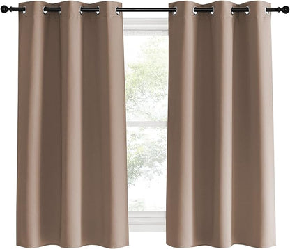 NICETOWN Blackout Window Curtains and Drapes for Kitchen, Set of 2, 42 by 60 Inch, Cappuccino, Window Treatment Thermal Insulated Solid Grommet Blackout Drapery Panels