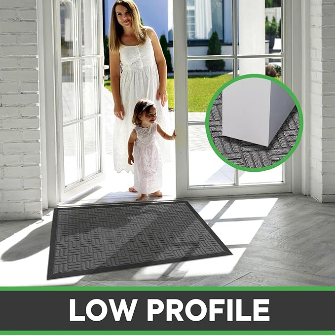 Mibao Front Door Mat, Heavy Duty Durable Welcome Mat for Outdoor Indoor, Dirt Trapper Waterproof Super Absorbent Door Mat for Entryway Outside Patio Porch, 47" x 24", Light Grey