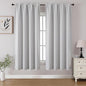 CUCRAF Grayish White Blackout Curtains 54 inch Length 2 Panels Set, Rod Pocket Room Darkening Drapes for Bedroom Living Room, Insulated Thermal Light Blocking Window Curtain (W52 x L54 Inch)