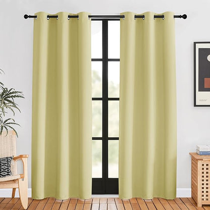 NICETOWN Blackout Curtains for Bedroom, Paler Yellow, 42 W by 80 L, Set of 2, Thermal Insulated Curtains & Drapes with Grommet Top for Living Room, Privacy Window Treatment Draperies