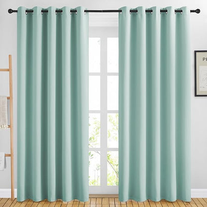 NICETOWN Blackout Curtains for Bedroom - Window Treatment Energy Saving Thermal Insulated Solid Grommet Blackout Drapes for Living Room (Aqua Blue, 1 Pair, 66 by 84-Inch)