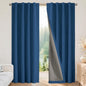 Joydeco Linen Blackout Curtains for Bedroom - 100% Light Blocking 1 Panels, Navy Blue Drapes 100" W x 108" L, Thermal Insulated Room Darkening Curtains for Living Room, Rod Pocket & Back Tabs