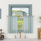 LAMIT Semi Sheer Linen Curtains 36 Inch Length 2 Panels, Light Filtering Panels Back Tab and Rod Pocket Neutral Drapes for Bathroom/Kitchen/Loft Room, Greyish Blue, 25 x 36 Inch