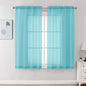 Chyhomenyc Sheer Curtains 63 Inch Length 2 Panels Set, Light Filtering Rod Pocket Window Curtain Treatment Drapes for Bedroom Living Room, Each 42Wx63L, Set of 2, Aqua