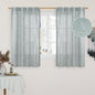 LAMIT Semi Sheer Linen Curtains 48 Inch Length, Light Filtering Panels Back Tab and Rod Pocket Neutral Drapes for Kitchen/Window/Loft Room, Greyish Blue, 2 Panels, 34 x 48 Inch