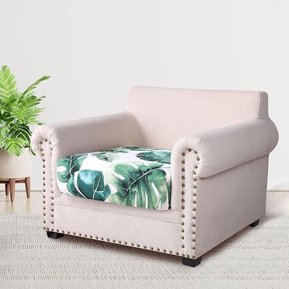 hyha Printed Couch Cushion Covers, Floral Sofa Covers Washable for Cushion Couch, Stretch Pattern Outdoor Cushion Covers for Patio Furniture with Elastic Bottom(Small, Monstera Deliciosa)