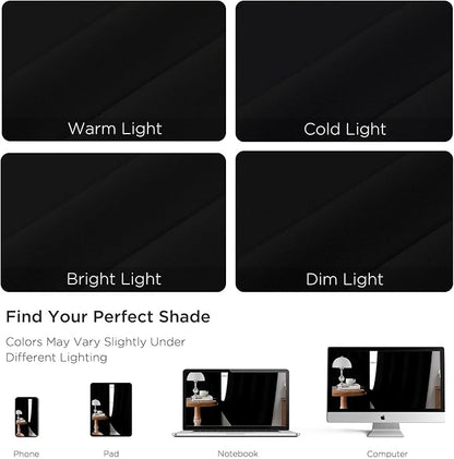 CUCRAF Black Blackout Curtains 96 inch Length 2 Panels Set, Rod Pocket Room Darkening Drapes for Bedroom Living Room, Insulated Thermal Light Blocking Window Curtain (W52 x L96 Inch)