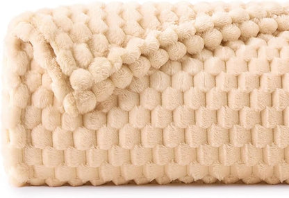 BEDELITE Fleece Throw Blanket for Couch & Bed - 3D Jacquard Decorative Blush Sand Blanket, Super Soft and Cozy Warm Fuzzy Blanket All Seasons Suitable, 50x60Inches