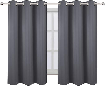 LEMOMO Grey Blackout Curtains for Bedroom Room Darkening Curtains/38 x 54 Inch Long Set of 2 Panels Draperies Thermal Insulated Living Room Curtains
