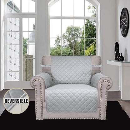 Easy-Going Chair Sofa Slipcover Reversible Sofa Cover Water Resistant Couch Cover Furniture Protector Cover with Elastic Straps for Pets Kids Children Dog Cat (Chair, Light Gray/Ivory)