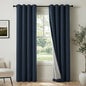 100% Blackout Shield Linen Blackout Curtains for Bedroom, Navy Blue Grommet Curtains for Living Room, Thermal Insulated Room Darkening Drapes for Nursery, Boho Home Decor, 50" W x 72" L, 2 Panels