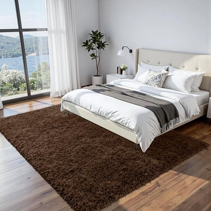 6x9 Area Rugs for Living Room Rug: Soft Fluffy Shag Brown Rugs for Bedroom, Non-Slip Large Fuzzy Plush Rug Indoor Floor Carpet for Nursery Kids Boys Girls Room, Dorms, Playroom, Modern Home Decor