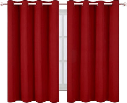 LEMOMO Red Blackout Curtains/52 x 45 Inch Length Kids Curtains/Set of 2 Panels Grommet Bedroom Curtains for Living Room