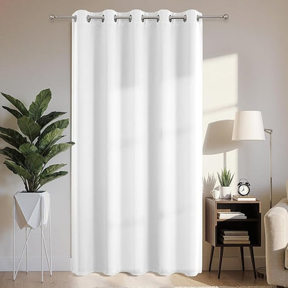 Joydeco Blackout Patio Sliding Door Curtains 96 Inches Long, Grommet Privacy Room Divider Curtains, Extra Wide Thermal Blackout Drapes for Bedroom Living Room (Pure White, 70Wx96L, 1 Panel)