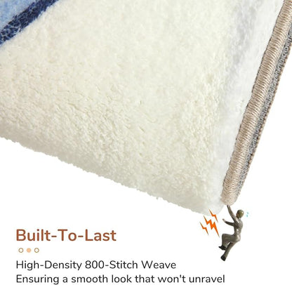 OPPODREAM Nautical Soft Area Rugs 5x7, Washable White Rug with Non Slip Backing, 5 x 7 Faux Cashmere Low-Pile 5x7 Carpet