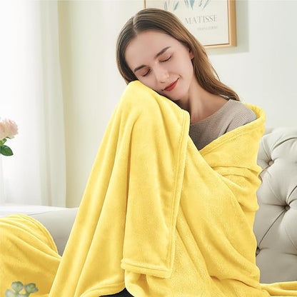 BEDELITE Fleece Blanket Light Yellow Throw Blankets for Couch & Bed, Luxury Plush Cozy Fuzzy Blanket 50x60 inches, Super Soft Warm Lightweight Throw Blanket for Travel Camping