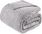 Exclusivo Mezcla Fleece King Size Blanket for Bed, 90x104 Inches Soft Cozy Jacquard Flannel Blankets, Lightweight Fuzzy Plush Warm for Women, Light Grey