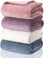 Newwiee 4 Pcs Flanne Fleece Throw Blanket for Bed Couch Large 3D Waffle Textured Soft Blanket Winter Warm Lightweight No Shedding No Pilling Decorative Throw, 50x60 Inch(Fresh Colors)
