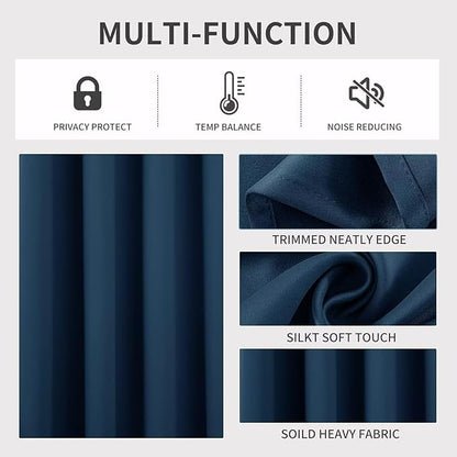 Joydeco Navy Blue Custom Solid Single Blackout Curtain for Bedroom and Living Room, Grommet Thermal Insulated Room Darkening Curtain 1 Panel (Custom Size,Navy Blue)