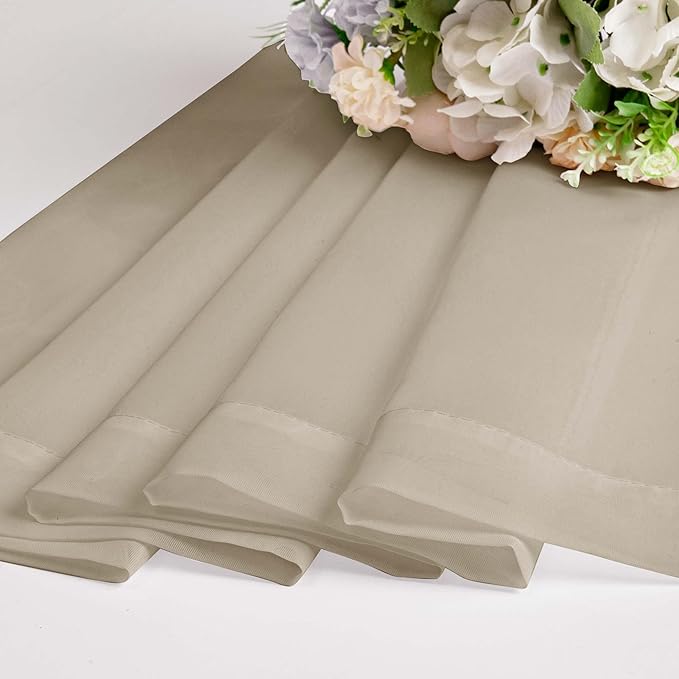 Chyhomenyc Taupe Sheer Curtains 36 inch Length 2 Panels, Light Filtering Voile Rod Pocket Short Window Curtians for Bathroom Living Room Farmhouse Small Windows, 42Wx36L inches