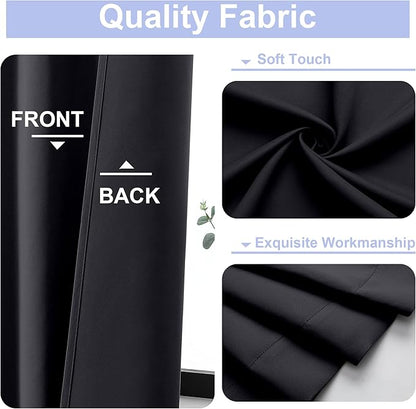 Simplebrand Ava Halloween Black Blackout Curtains for Bedroom 63 Inch Length 2 Panels, Solid Thermal Insulated Energy Saving Rod Pocket Window Treatment Curtains Blackout Drapes, W40 x L63 Inch, Black