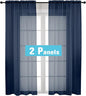 OVZME Navy Blue Sheer Curtains 2 Panel Sets 84" Inch Length - Transparent Light Weight Window Treatment Panels for Study Room/Living Room/Bedroom, Navy Blue, Per Panel W42 X L84 inches, 1 Pair