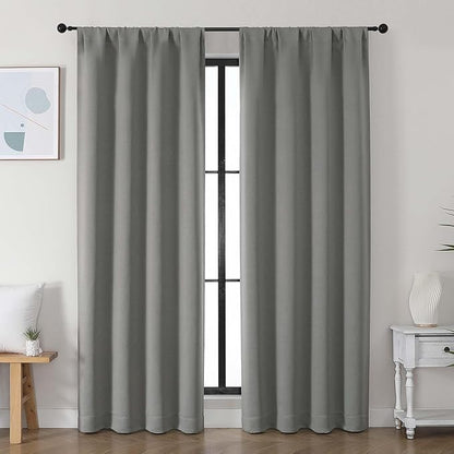 Simplebrand Ava Light Grey Blackout Curtains for Bedroom, 78 Inch Length, 2 Panels Set, Privacy Thermal Insulated Rod Pocket Window Curtains for Patio, French Door, W40 x L78 Inch