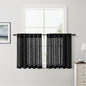 Nanspring Linen Kitchen Curtains 30 Inches Long Black Semi Sheer Short Curtains Back Tab Rod Pocket Solid Privacy Cafe Tier Curtain for Cafe Bathroom Basement 36x30,2 Panels