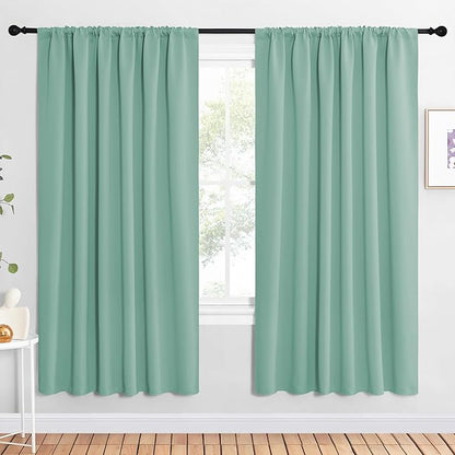 NICETOWN 2 Panels Blackout Curtains, Rod Pocket Window Curtains Room Darkning Drapes for Bedroom/Living Room, Thermal Insulated Solid Draperies for Home Office/Study, 62 by 72-Inch, Aqua