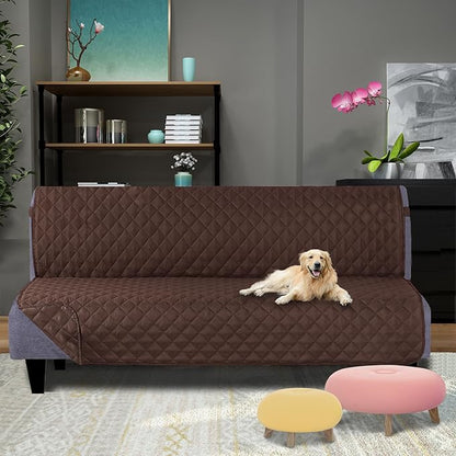 U-NICE HOME Futon Sofa Covers Reversible Sofa Slipcover Armless Cover Furniture Protector Couch Cover Water Resistant (Futon, Chocolate/Chocolate)